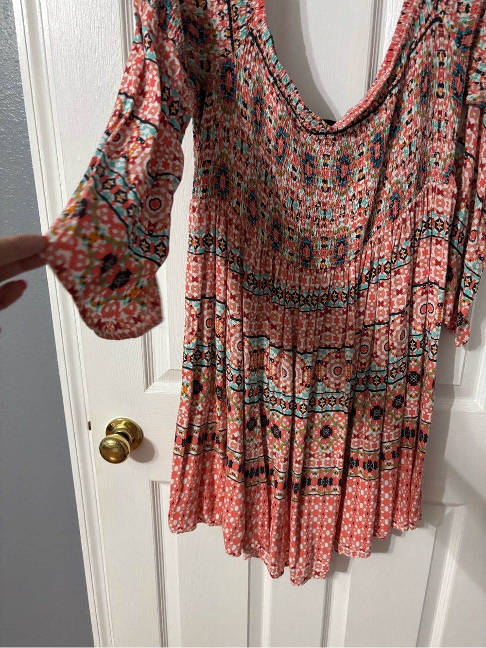 torrid Coral Multi-Color Floral Smocked Swing Dress